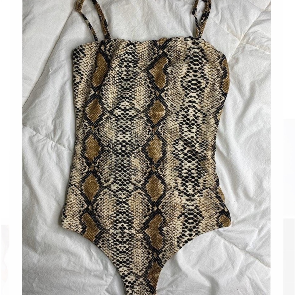 Spaghetti Strap Snake Print Bodysuit